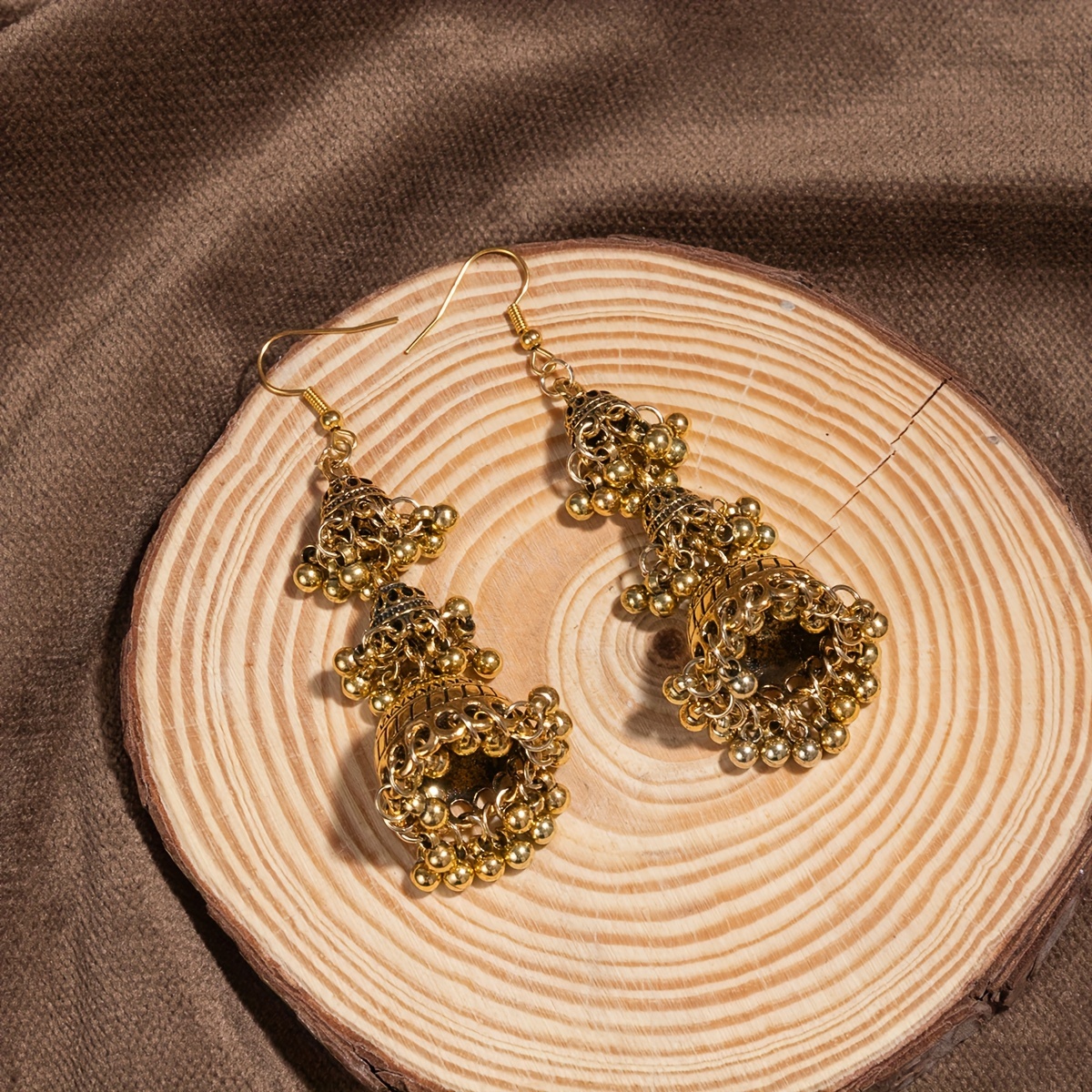 Women's Retro Ethnic Long Stud Bell Earrings, Daily Party Wear